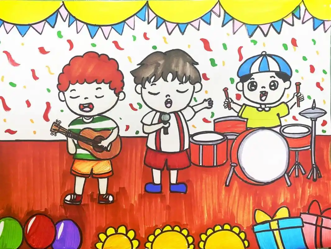 演唱会儿童画 #马克笔# #卡通画# #儿童画# #演唱会儿童画# #演唱会