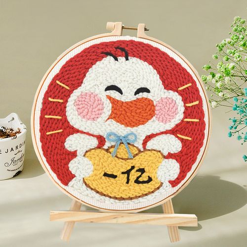 毛线手工diy材料包戳戳编织画包精梳牛奶装饰画手工创意粘贴类