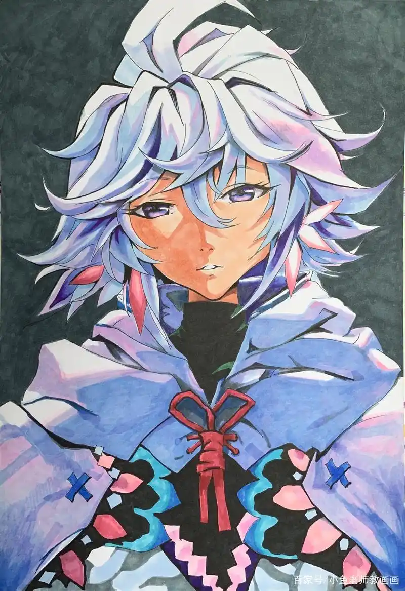 课堂示范漫画动漫绘画步骤,马克笔或者水彩颜料都是可以的