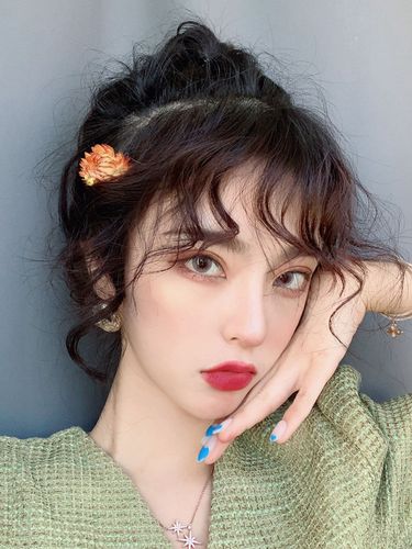 网红刘海假发俏皮可爱羊毛卷自然蓬松泡面面卷刘海片