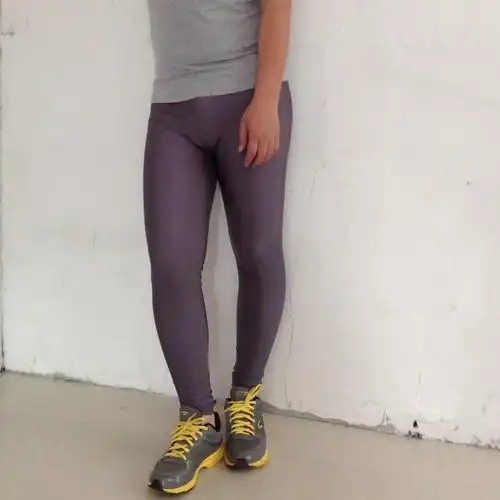 高弹男士运动健美裤 多色男性感紧身裤光滑有光