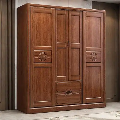 采百木caibaimu推拉门实木衣柜现代简约家用卧室456门储物胡桃木大