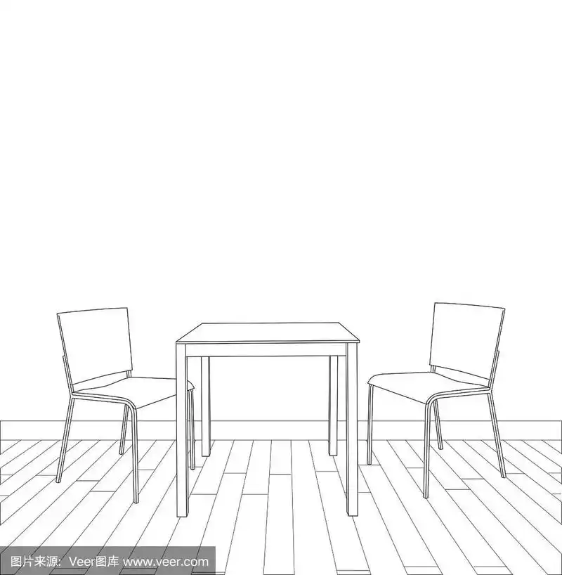 现代室内桌椅素描