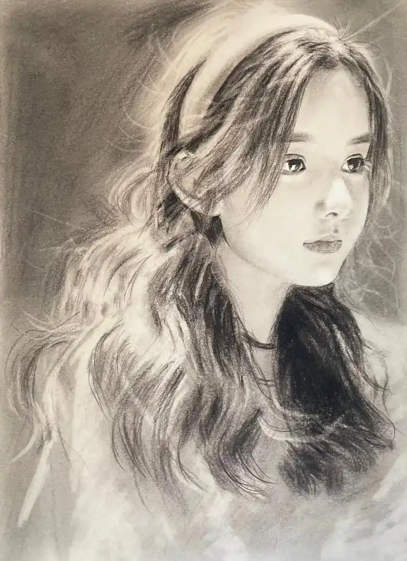 素描头像 #人物肖像 #美丽的女孩 - 抖音