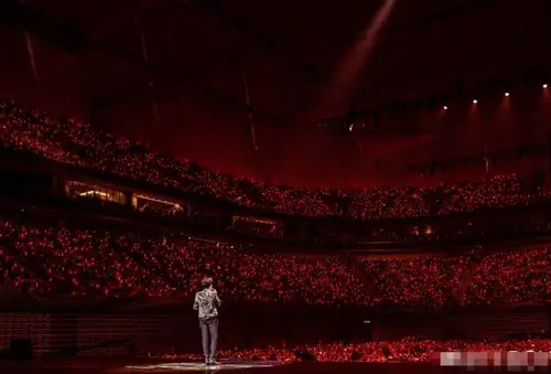 而他的面前,就是一望无际的红海,也就是一群热爱着易烊千玺的人