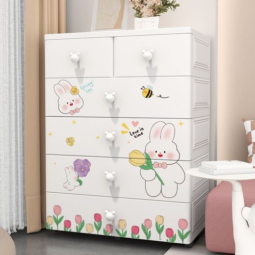 特大加厚卡通收纳柜多层抽屉式柜子儿童简易衣柜玩具整理柜塑料柜
