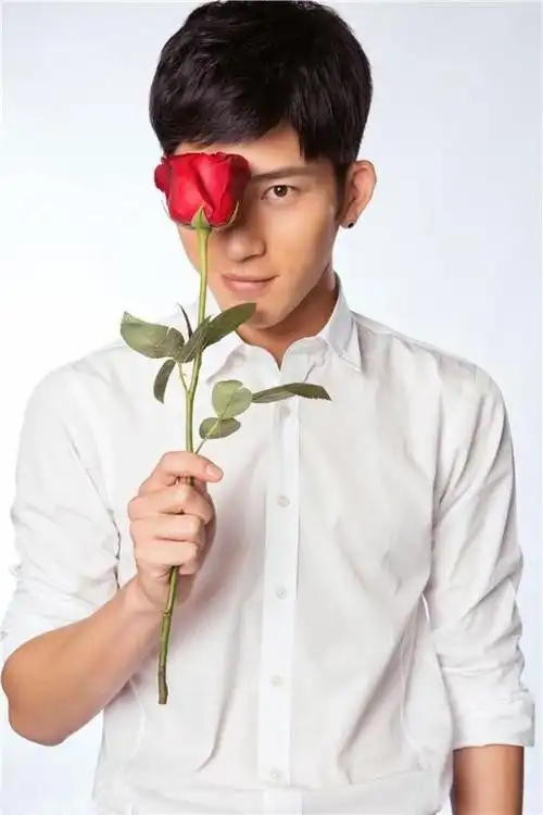 肌肉男:井柏然清新帅气秋日写真手持玫瑰眼神深情-小虾米