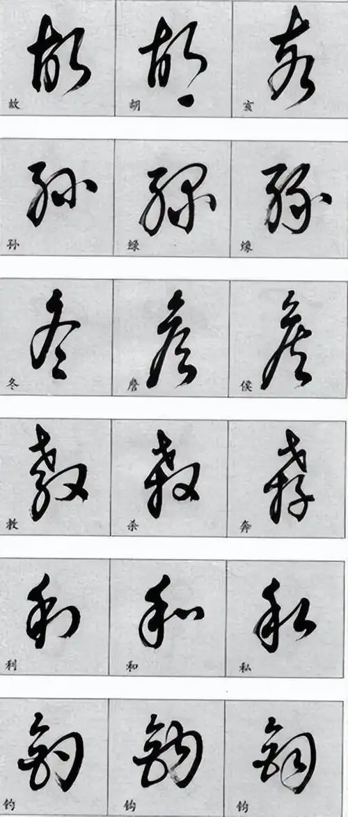 草书常用字汇 附简体字对照 相似字连排 方便辨识