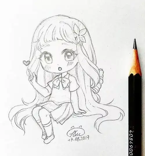 线条感十足的动漫人物素描超美少女