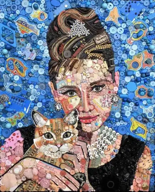 纽扣小物件人物拼贴画创意