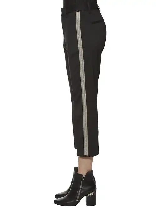 侧面条带羊毛裤子