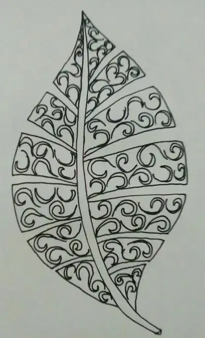 黑白线条画— 树叶