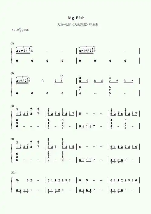 弹琴吧 - 分享一下《大鱼》简谱双手