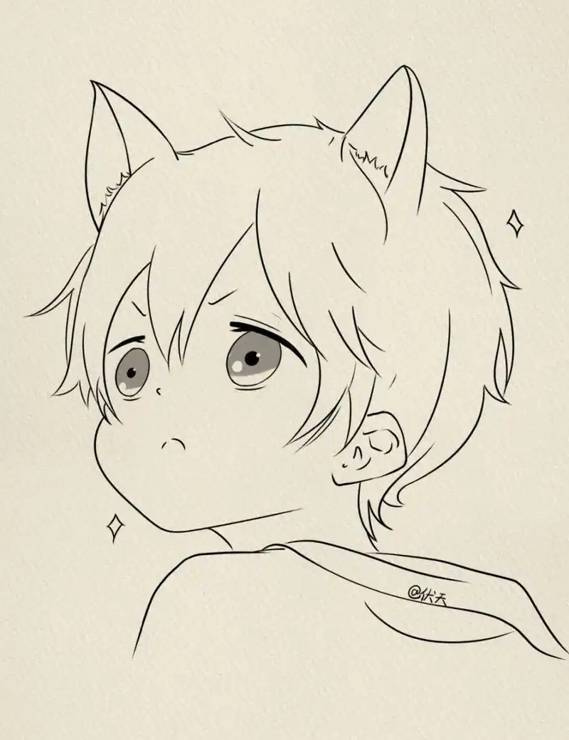 可爱简笔画(103) #寻找小红书绘画大神# #动漫男头# #绘画临摹# #画画