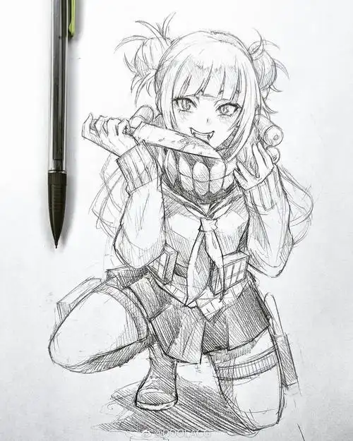 人物黑白动漫素材插画绘画线稿手绘女生男生长发短发转载二次元