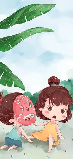 处暑节气手绘卡通插画夏季童趣小女孩海报