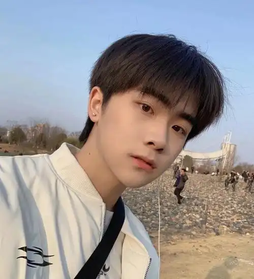 两侧铲短镂空鬓角留长,顶部长度12厘米左右微蓬松,发质柔顺动感有光泽