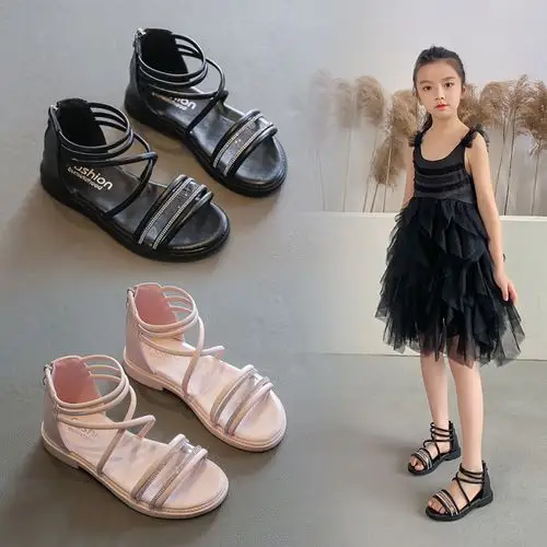 夏季小女孩8岁休闲鞋儿童罗马新款洋气4时尚凉鞋凉鞋