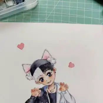 梅梅老师_倒霉死勒手绘水彩q版绘画作品