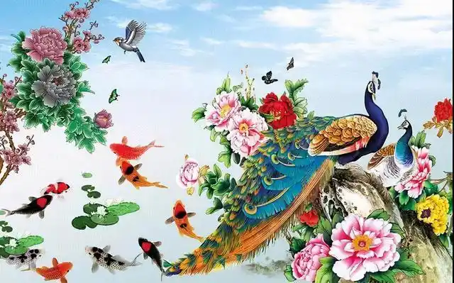 可以给人们带来好运,白头偕老和前程似锦三种寓意,有着吉祥如意,孔雀