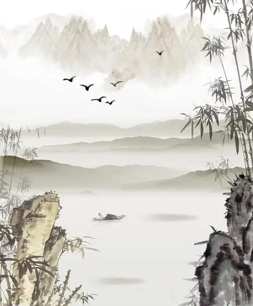 移门彩绘 烤瓷板 衣柜门 高清移门 简约 高光 uv打印 国画 水墨 山水