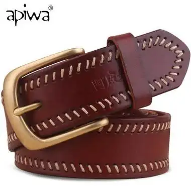 皮带真皮手工穿线复古针扣青年裤带头层牛皮铜扣单层加长腰新男士