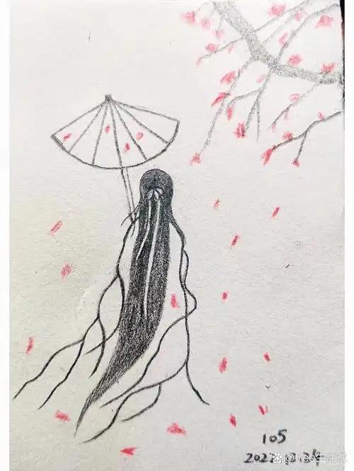 素描风景画|古风美人图,相忘于江湖