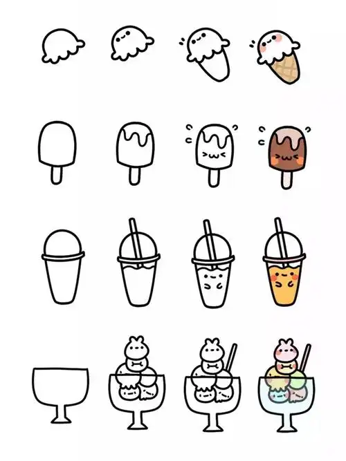 50种美食简笔画,快带着孩子一起来玩吧,能锻炼孩子的想象力哦