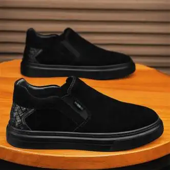 小回力家老北京布鞋男款秋季厨房工作黑色劳保鞋男士一脚蹬休闲豆豆鞋