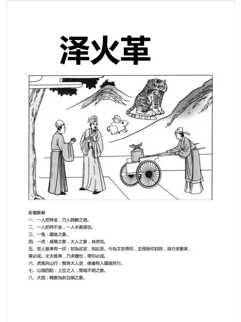 离卦的卦象是火,阳数是5;革卦的客卦是6卦兑卦,兑卦的卦象是泽,阳数是