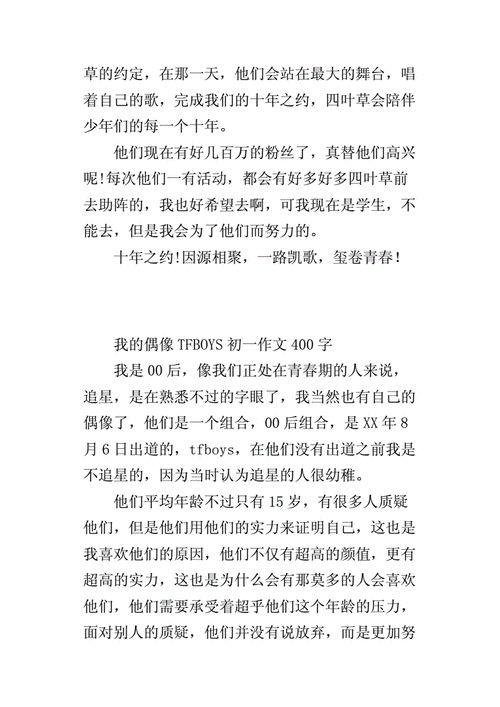我的偶像tfboys初一作文400字.docx