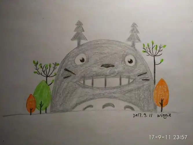 彩铅画day4~5——龙猫