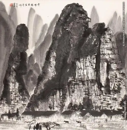 黑白水墨山水风景画图片