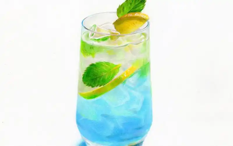 柠檬汽水 彩铅手绘插画