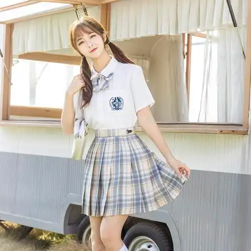 紫桐叶中学生百褶裙百褶少女学院校服裙高日系制服连衣裙