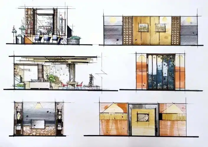 马克笔手绘室内设计立面图来一波