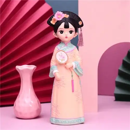 俏格格人偶娃娃古代中国风小礼物北京纪念品手工绢人玩偶摆件