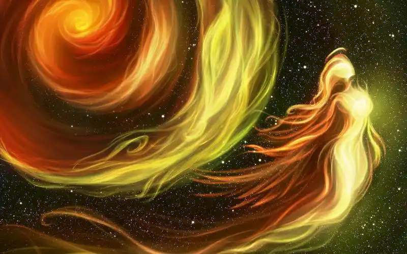 壁纸 满天星斗,抽象,火,女孩,创意 3840x2160 uhd 4k 高清壁纸, 图片