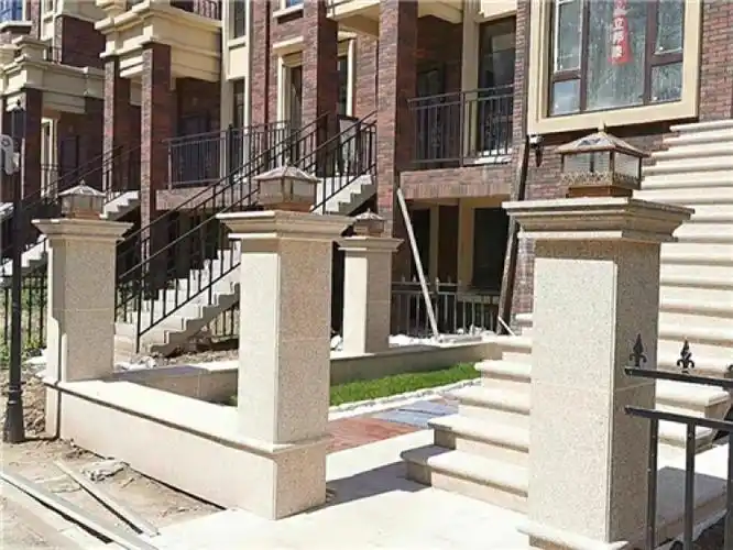 黄金麻石材方柱效果图别墅门柱