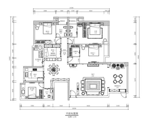 200平普通住宅户型图