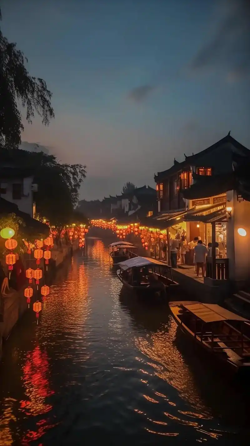 这样黄昏下的古镇你见过吗?#江南 #艺术在抖 - 抖音