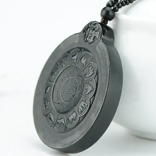 和田玉墨玉吊坠阴阳八卦男女天然新疆玉石太极八卦玉佩挂件牌礼物