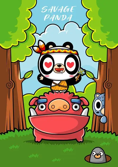 ai卡通熊猫形象设计及延展-临摹包子老师