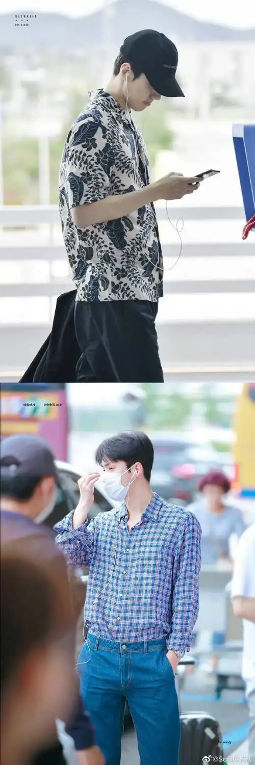 考古#吴世勋#的夏日机场look简单干净又清爽的男友风穿搭 衬衫是最爱