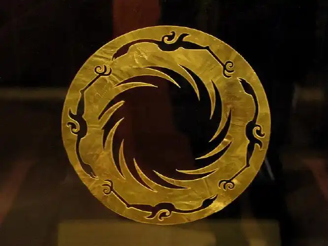 中国文化遗产标志金沙遗址文物太阳神鸟金饰图案