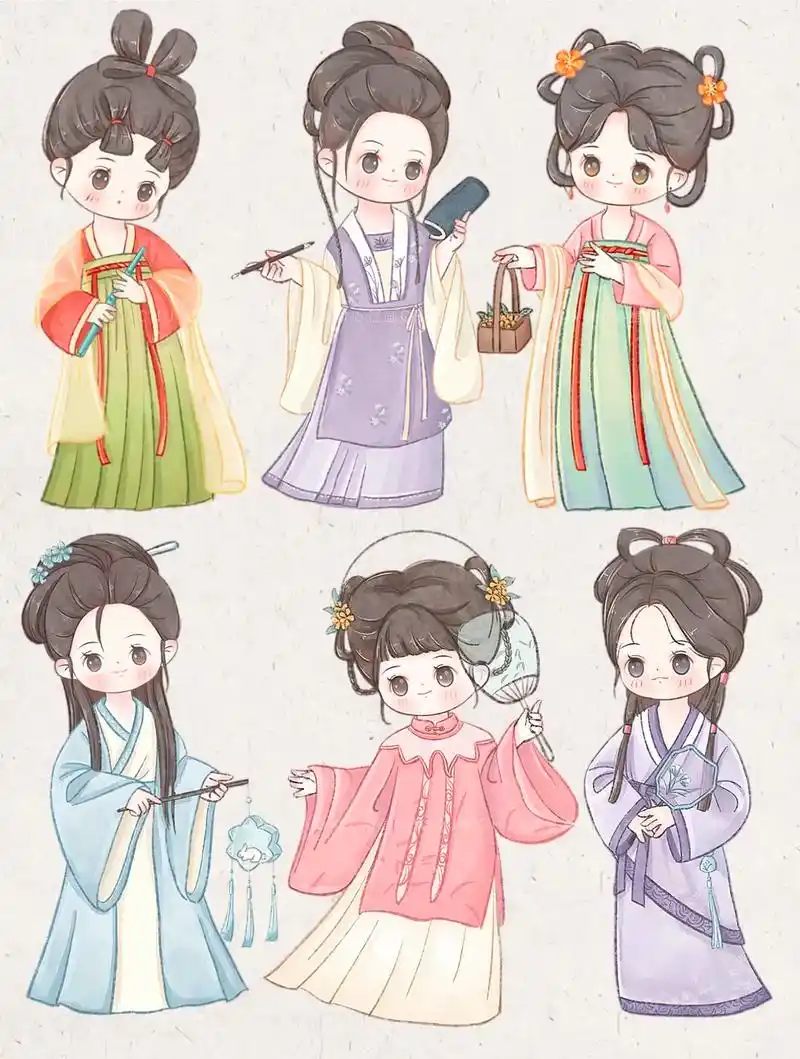 q版古风人物插画合集.每个人物速写过程之前发过在主页看#pr - 抖音