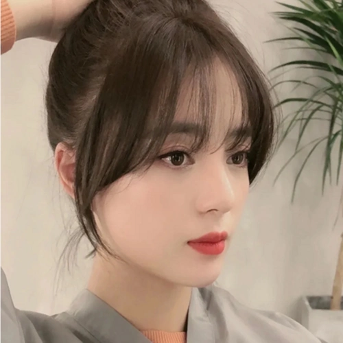 齐刘海假发女_假发女网红自然侧颜新法式八字空气刘海隐形无痕圆脸齐