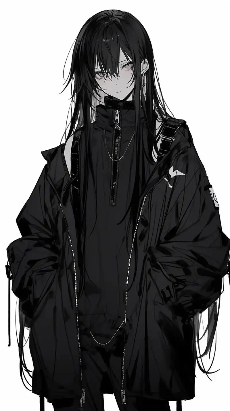 黑长直boy.#ai绘画 #插画 #二次元 #男头 #黑长直 - 抖音