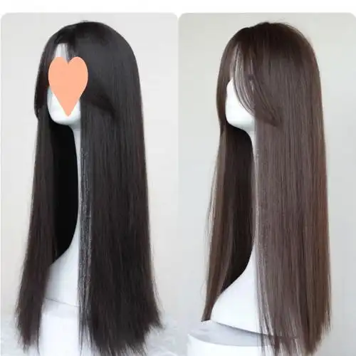 真发假发全头套发女长发八字刘海蓬松自然发套女头逼真中分长直发