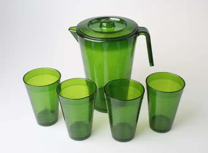 厂家直销 供应塑料冷水壶套装 ps水壶 圆点壶 4个杯子lshh-0135-6